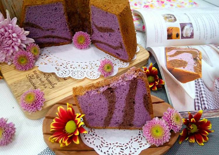 Resep Chiffon taro fluffy, light en yummy.