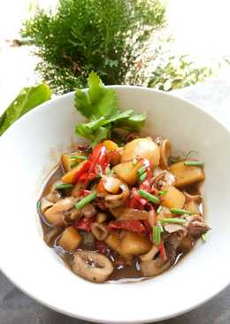 Tumis cumi kentang pedas manis