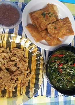 Jamur crispy, cah kangkung dan martabak telor