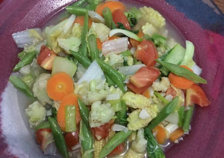 bahan dan cara membuat Capcay simple cuma sayuran for lunch (diet GM day 2)