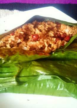 Nasi merah bakar teri kacang