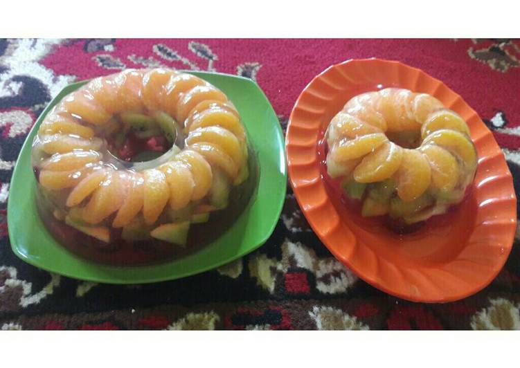 bahan dan cara membuat Puding buah segerrrr