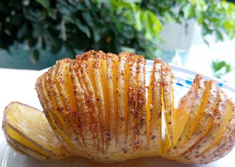 bahan dan cara membuat Potato Hasselback Vegan