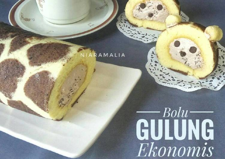 cara membuat Bolu Gulung Motif Jerapah versi ekonomis