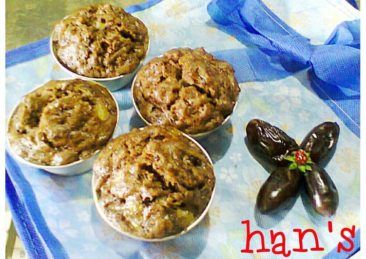 resep lengkap untuk Banana choco n dates muffin