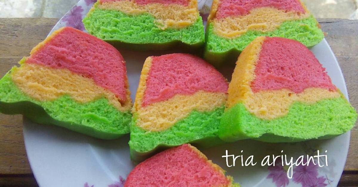 Resep Rainbow cake kukus mudah dan praktis