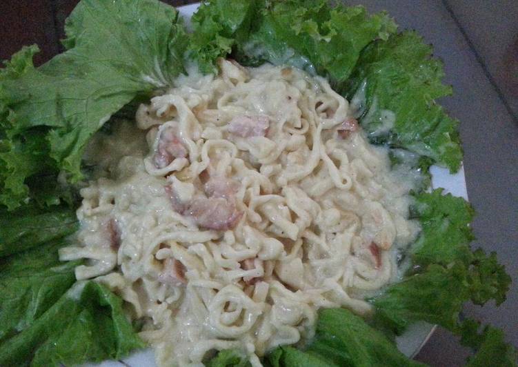 gambar untuk resep makanan Mie carbonara smoked chiken