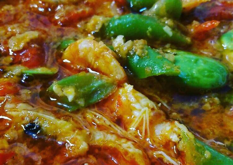 resep Sambel godog buncis+udang+pete tanpa santan