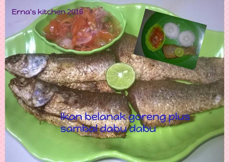 bahan dan cara membuat Ikan belanak goreng plus sambal dabu dabu