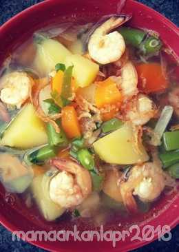 Sop udang sayuran mudah