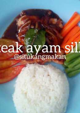 Steak ayam silki (saus tiram, lemon, kecap inggris)