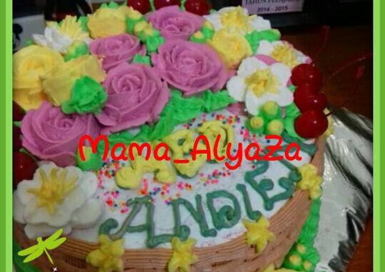 gambar untuk resep Kue tart bunga(Rainbow cake kukus)