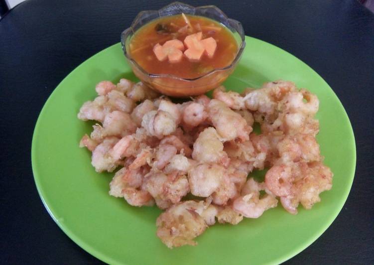 resep lengkap untuk Udang Goreng Tepung Saus Asam Manis Pedas