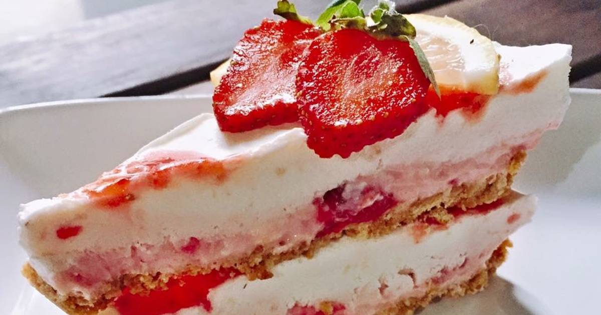 Resep [No Bake] Strawberry Cheese Cake