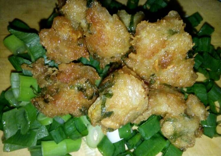 resep masakan Bakso ayam bawang super kasar goreng