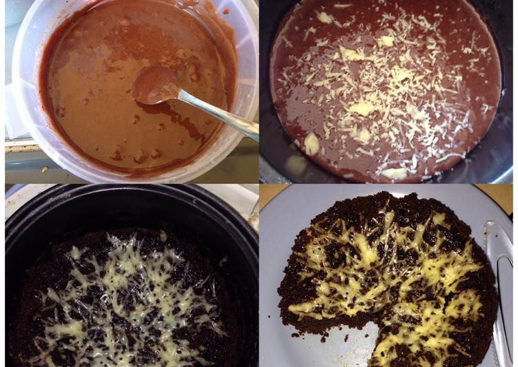 cara membuat Brownies cokelat keju lumer ala mamasita (Masak di Ricecooker)