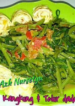 Plecing kangkung dan telur dadar gulung