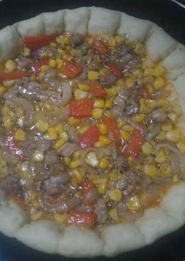 Pizza daging jagung lada hitam teplon #simple