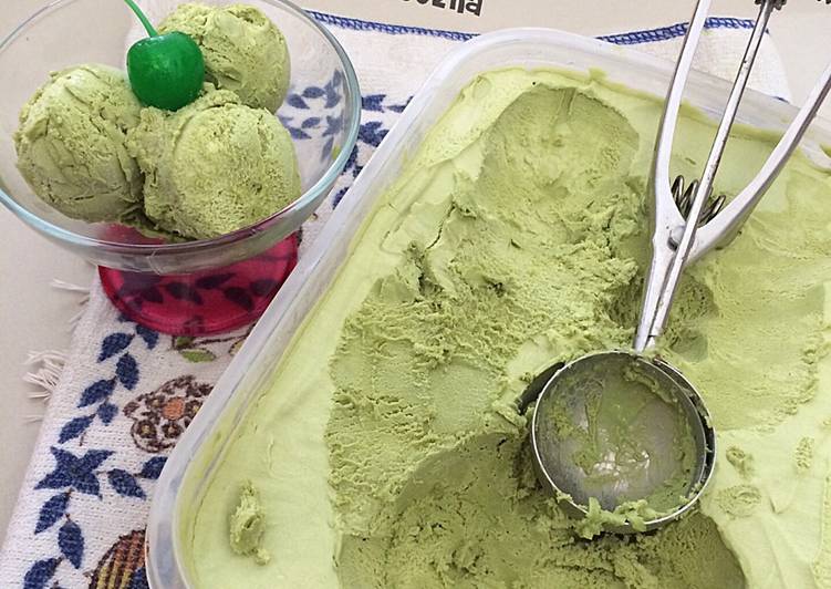 gambar untuk resep No-Machine Matcha Ice Cream