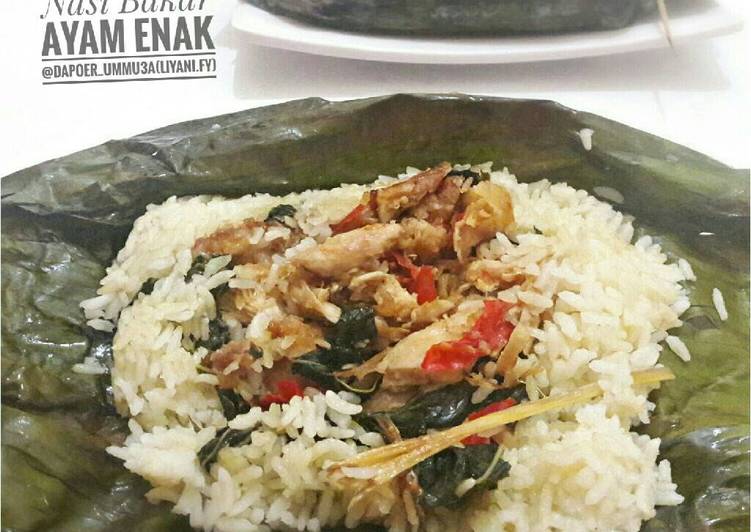 gambar untuk resep Nasi Bakar Isi Ayam,Teri dan Daun Singkong Enak????