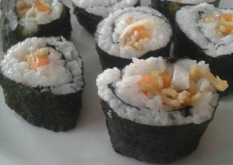 bahan dan cara membuat Kimbap Mudah Simple Tanpa Nasi Jepang/Nasi Ketan