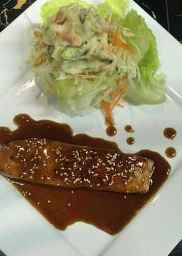Salmon steak teriyaki and mix potatoes