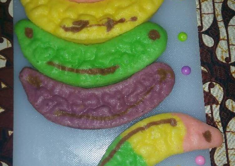 cara membuat Banana Rainbow Cake Steam / Banana Cotton Kue Praktis anti gagal