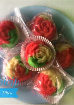 Bolu mawar pelangi (Kukus)