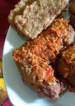 Ayam geprek sambal bawang +tahu tempe crispy+sayur asem