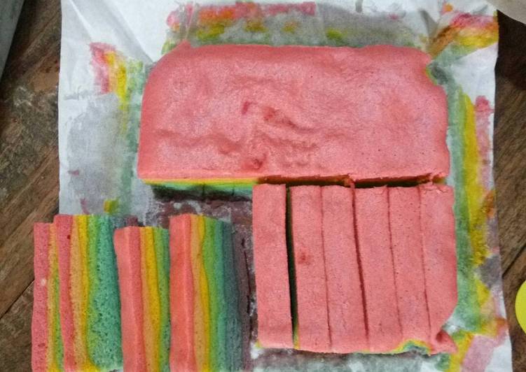 resep lengkap untuk Rainbow cake kukus