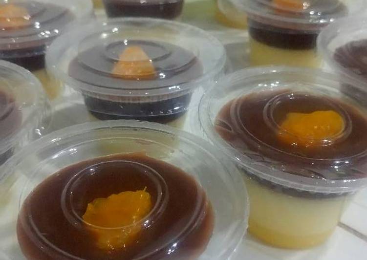 gambar untuk cara membuat Pudding susu coklat dan jeruk (lembut)