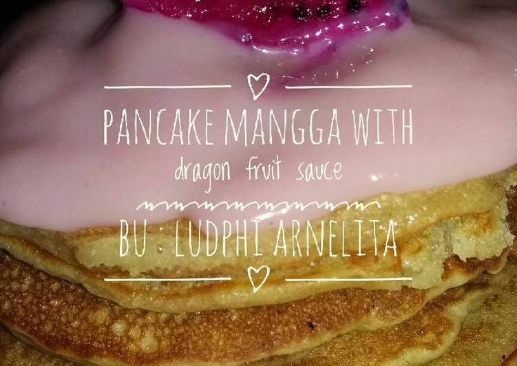 cara membuat Pancake mangga teflon with sauce dragon fruit