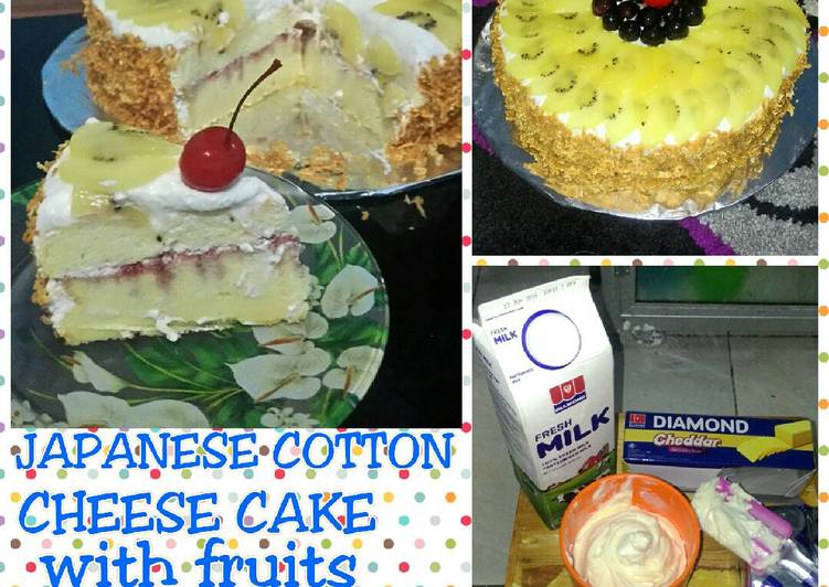 resep masakan JAPANESE COTTON CHEESE CAKE With Fruits Mamah Raihaan