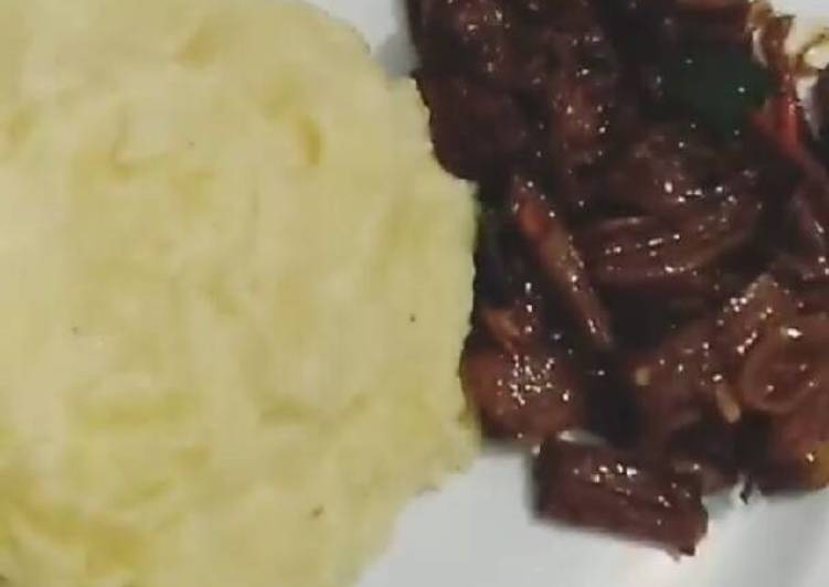 cara membuat Beef Teriyaki with Mashed Potato