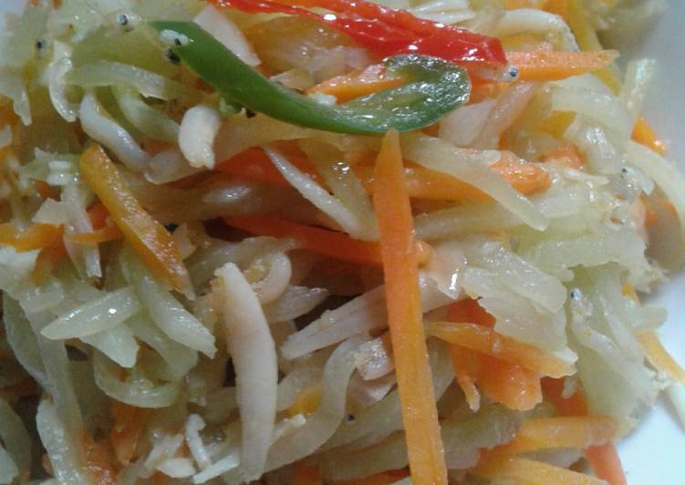 resep masakan Tumis labu siam,wortel campur teri medan