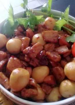 Tumis tahu sosis telur puyuh kecap pedass