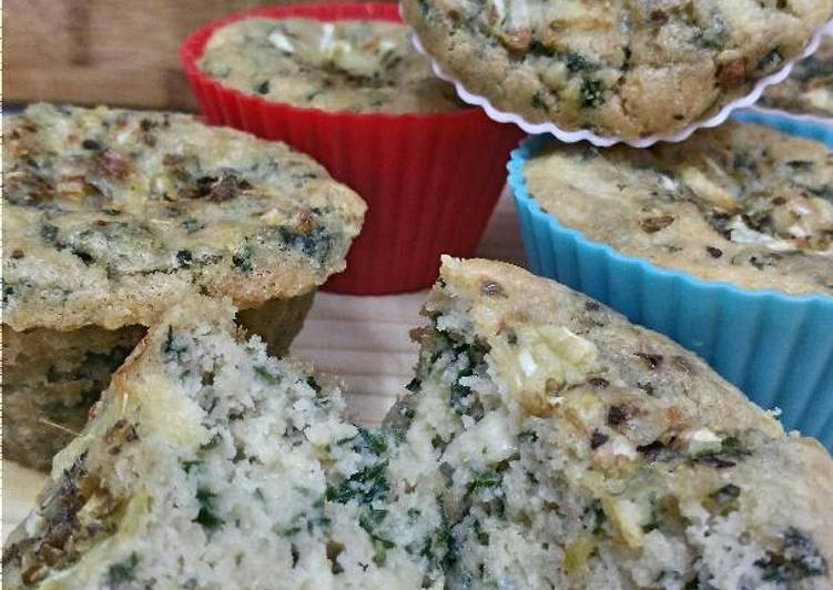 bahan dan cara membuat Cheesy Spinach Muffin (Ketofy)