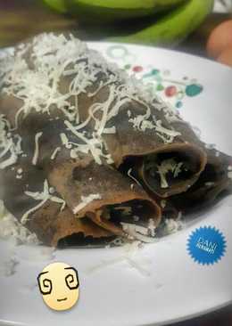 Pancake pisang coklat gulung keju