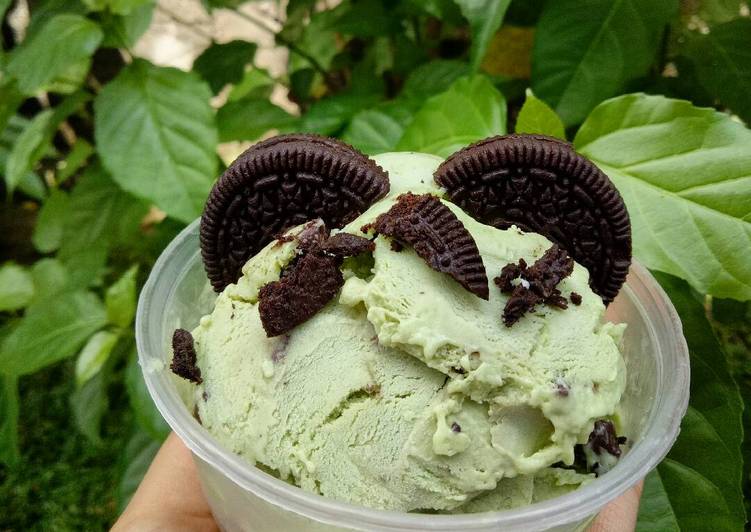 gambar untuk cara membuat Es Krim Greentea Chocochips