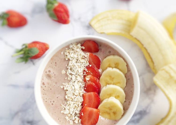 resep masakan Smoothie(pisang+strawberry+oat)