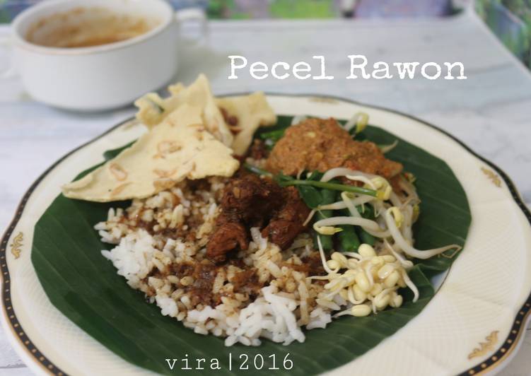 cara membuat Nasi  Pecel Rawon