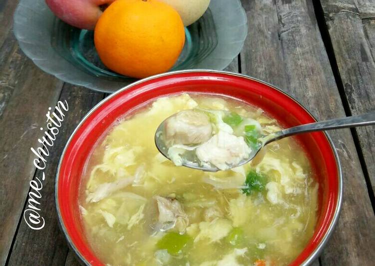 resep masakan Chinese egg drop soup (sup telur)