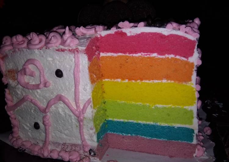 resep Rainbow cake (kukus)