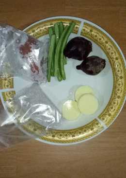 Mpasi 6m+ (tepung beras merah mix daging sapi,Â  Buncis organik, tahu telur, Beet root organik