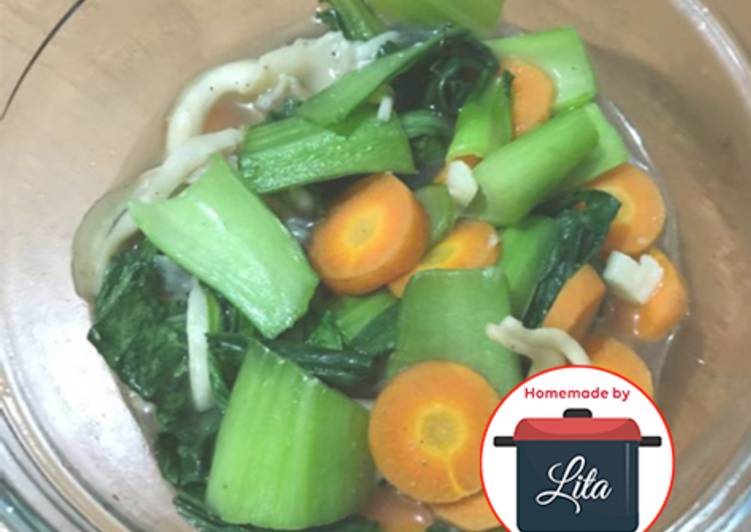 gambar untuk resep makanan Pokchoy cah jamur wortel empuk sehat #vegan #homemadebylita