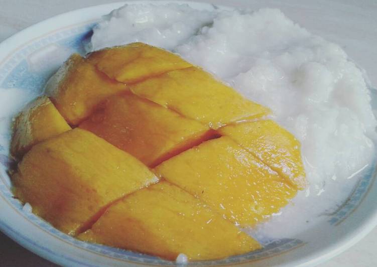 bahan dan cara membuat Mango Sticky Rice