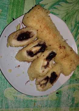 Roti tawar isi pisang coklat lumerrrrr