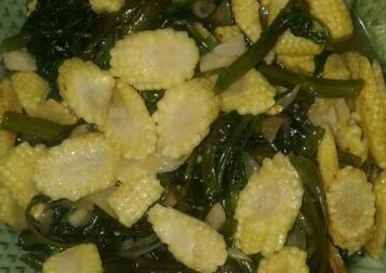 cara membuat Tumis kangkung jagung soleng