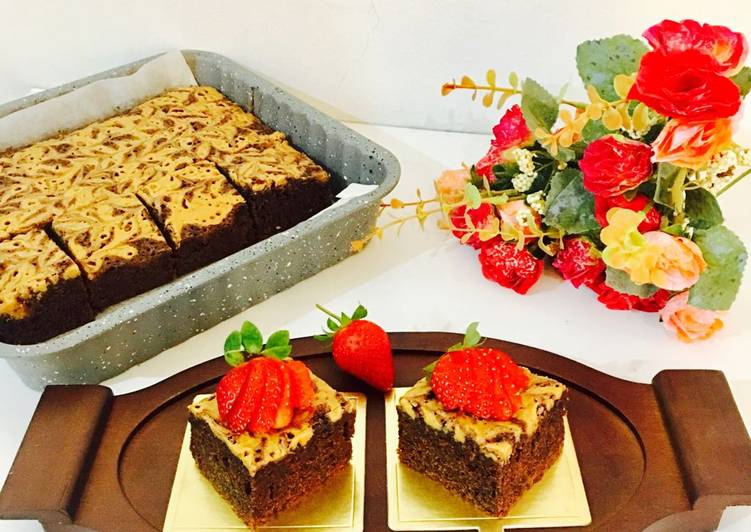 cara membuat Choco Peanut Butter Brownies