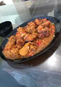 Ayam goreng tepung saus pedas manis